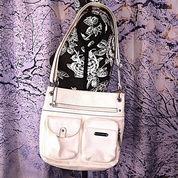 LAST CHANCE - CREAM FAUX LEATHER CROSSBODY BAG Jaclyn Smith Medium Ivory Y2K - Picture 1 of 12